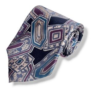 CHRISTIAN DIOR Multicolored Abstract Print Silk Tie VINTAGE